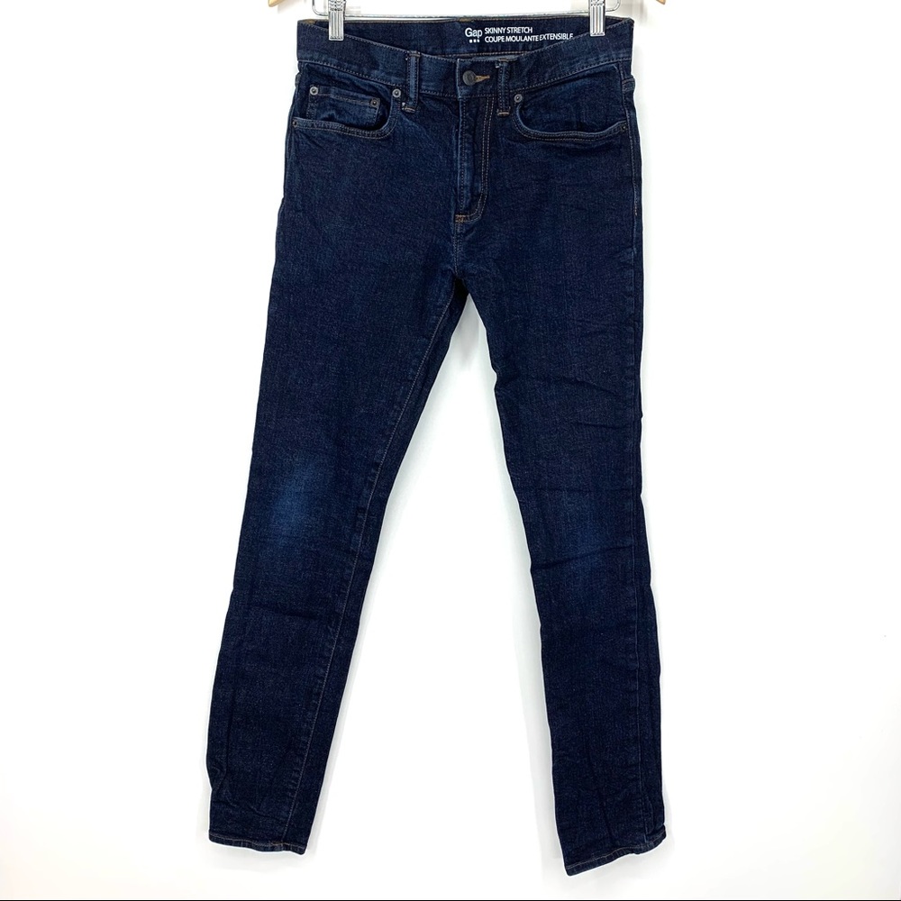 Gap Young Men’s Dark Wash With Fade Skinny Jeans Thick Rigid Material Size 29/32